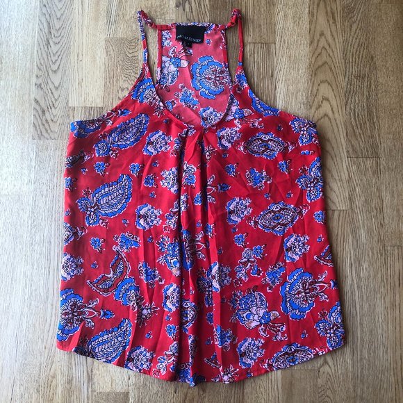 Cynthia Rowley Paisley Tank Top Red Blue Small - Picture 1 of 8